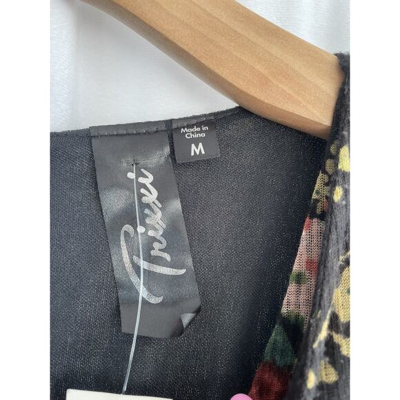 NWT Francesca's Trixxi Black Floral Soft Keyhole Shift Dress Womens Size Medium - Picture 7 of 12